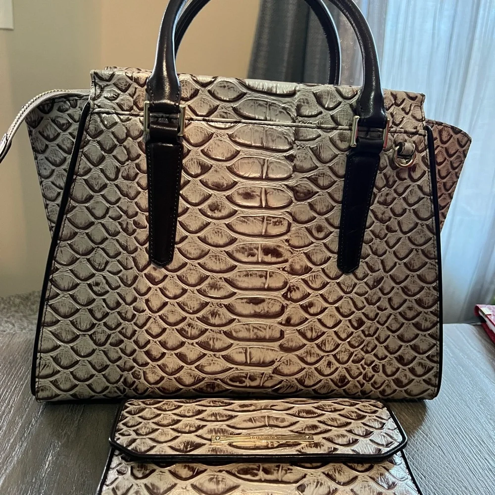 Brahmin Pearl Dragon Priscilla Satchel & Wallet - Picture 2 of 8